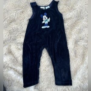 Toddlers 18 month Velvet Velour Mickey Mouse Disney Romper play suit Vintage